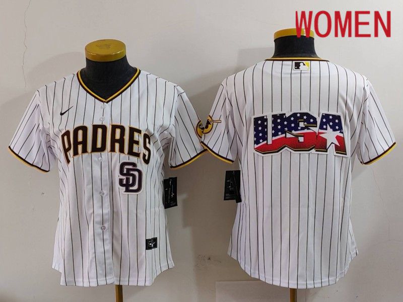 Women San Diego Padres Blank White Stripe Game 2024 Nike MLB Jersey style 3